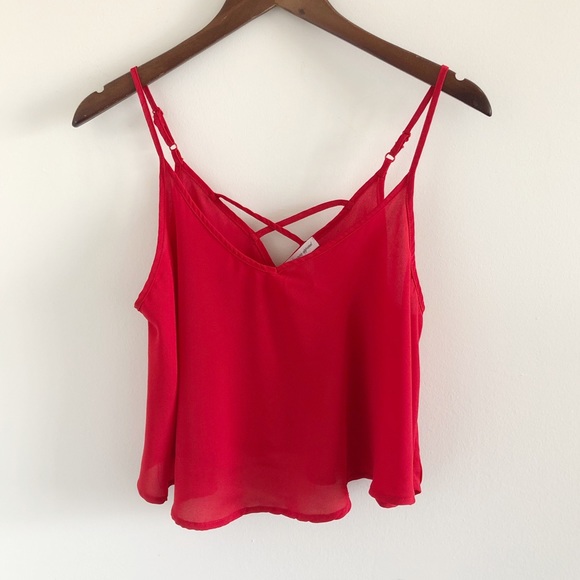 Ambiance Tops - Ambiance Apparel Red Strappy Crop Top Cami Small